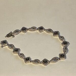 Sterling Silver, Zirconia, and Marcasite 8” Elegant Tennis bracelet